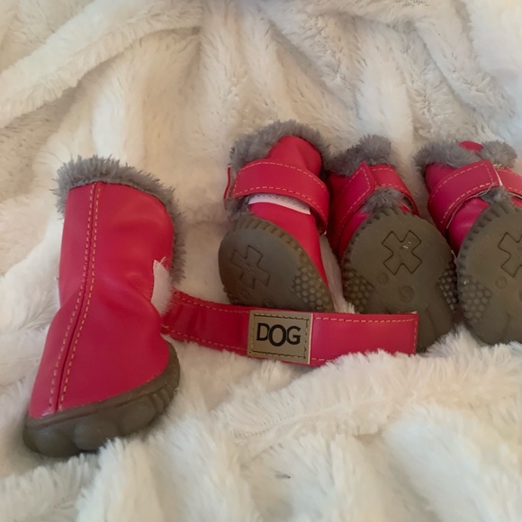 NEW Dog Boots by PAW ROLL•Pink•Lined With Soft Faux Fur•Velcro Closure - Picture 7 of 10